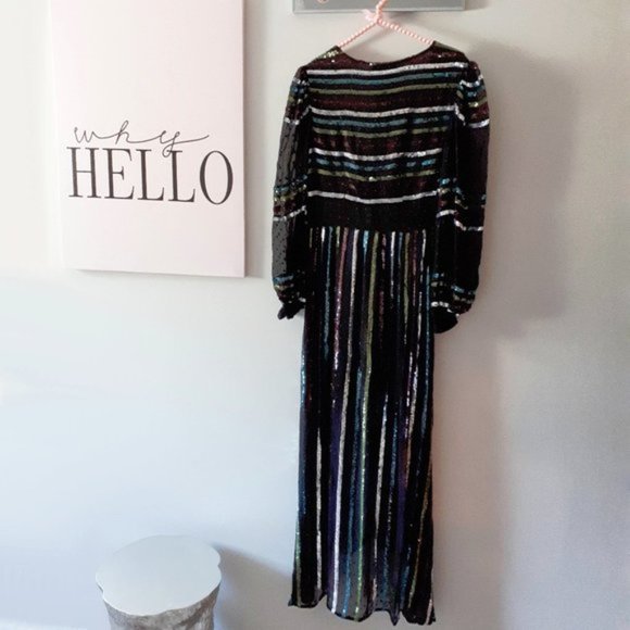 NWT Rococo Sand black sequin polka dot maxi dress - Picture 8 of 10